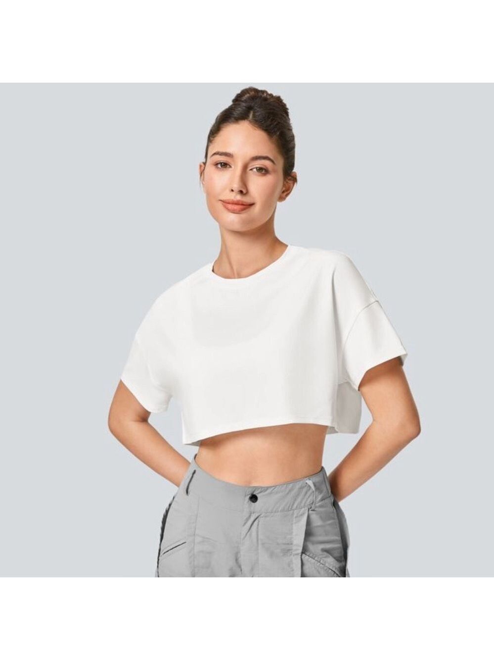HALARA Cropped Loose Dance Sports Top Scooped Neck